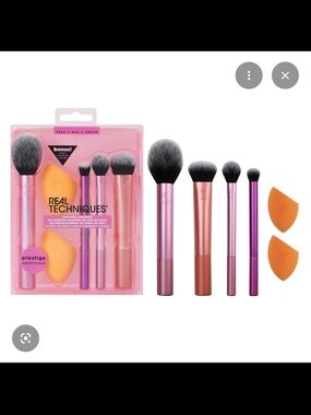 Real Techniques Pink and Purple Brush Set with Orange Sponges